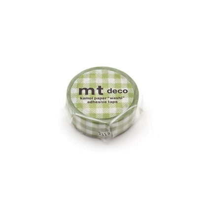 MT Masking Tape 15mm stripe checkered light moss green